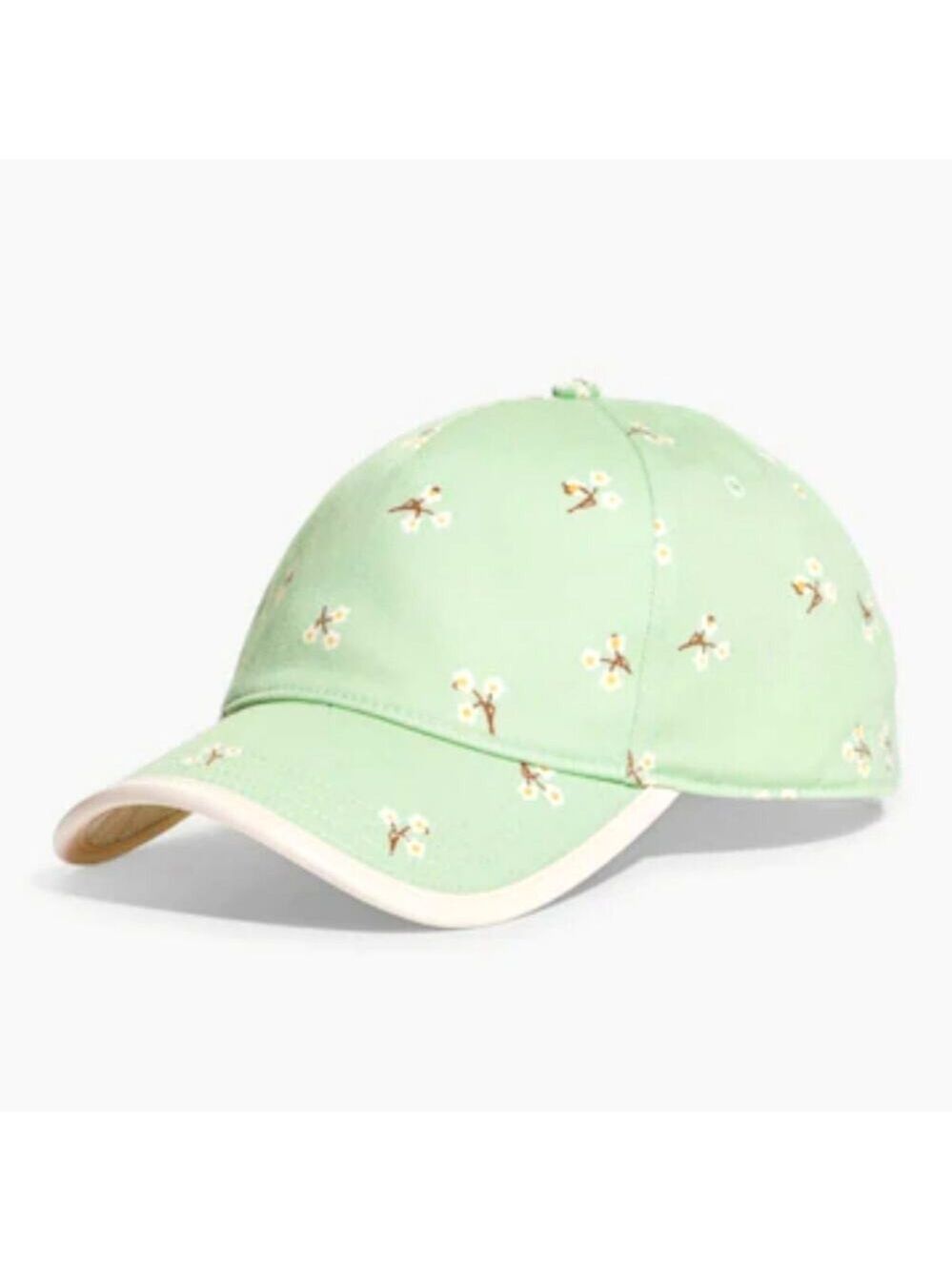 COACH Green Floral Baseball Hat Leather Trim Adjustable
